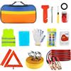 Seruno X Kit di Emergenza Auto 14 Pezzi, Kit di Emergenza per Sopravvivenza con Triangolo di Avviso,Corda di Traino,Martello D'Emergenza/Poncho da Pioggia ECC.- Essenziali per La Sicurezza Stradale