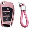 M.JVisun Morbido TPU Chiave Auto Protettiva Custodie Cover per Audi A1 A3 A4 A6 A8 Quattro Q2 Q3 Q7 R8 RS3 RS6 S3 S6 TT TTS - Lucido Rosa - Intrecciato Portachiavi