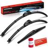 Frankberg 3x Spazzole Tergicristallo 650mm/500mm/300mm,Ant./Post. | Compatibile con Land Cruiser Prado J15, Discovery Sport L550; incluso indicatore di usura und panno per la pulizia