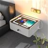 HOMEMORE ihomemore Comodino Sospeso Comodino con Stazione di Ricarica 2 porte USB e TYPE-C Ricarica Wireless Luci LED Camera da Letto Opzioni Per i Giovani Bianco