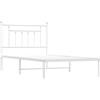 KTHLBRH Giroletto con Testiera Metallo Bianco 100x190 cm | Base letto in acciaio, spazio contenitore sotto, doghe e gambe metalliche, supporto schiena