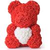 OISE ART STORE Trade Shop - Orsacchiotto Orsetto Orso di Rose con Fiori da 25 Cm Rosso con Cuore Bianco
