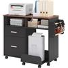 YITAHOME Mobile schedario con base rimovibile e asta per appenderlo, organizer con 10 ruote, armadietto per casa e ufficio, nero