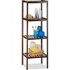 Relaxdays Scaffale da Bagno, bambù, Ripiani Portaoggetti, Mobiletto Salvaspazio, 110x34,5x33 cm, Mobile Cucina, Marrone
