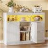 Hzuaneri Credenza cucina, Credenza soggiorno, Presa Elettrica Luce LED | 2 Cassetti e 2 Ante, Mobile Cucina, Mobiletto portaoggetti, 35 x 100 x 80 cm, Bianco SC32203XEU