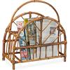 Relaxdays Portariviste, Portagiornali Rotondo, Organizer per Quotidiani, Rattan, Marrone, 47 x 43,5 x 20,5 cm ca.