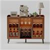 Garvee Mobile Bar Moderno 120 cm con LED regolabile - Credenza Buffet in legno con ante in vetro, portabicchieri e portabottiglie (6), armadietto liquori/coffee bar per soggiorno e cucina