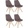 CLP Set di 4 sedie Sofia con rivestimento in tessuto I Sedie per visitatori con robusta struttura a 4 gambe in legno, Colore:tortora, Colore del telaio:natura (rotondo)