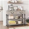 GarveeHome Tavolo consolle ingresso stretto - Design moderno a colonna romana - 2 cassetti, ripiani portaoggetti a 2 livelli, struttura in metallo - Per soggiorno, corridoio, dietro divano -grigio