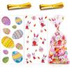 MELLIEX 100 Pezzi Sacchetti Biscotti di Pasqua, Trasparenti Cellophane Sacchetti Caramelle con Cravatta per Feste e Dolcetti di Pasqua