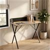 [en.casa] Scrivania con Telaio in Acciaio 84x80x50 cm Nero/Effetto Rovere | Tavolo di Ufficio PC Laptop con Piano Lavoro Rettangolare 2 Scomparti Aperti Bordo Rialzato per Studio Soggiorno Cameretta