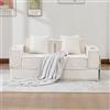 TIZZ Moderno divano letto matrimoniale, comodo divano in tessuto a due posti con due cuscini, elegante poggiapiedi con spazio laterale e portabevande ideale per lettura, sala giochi, beige