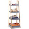 Relaxdays Scaffale Bagno, 4 Mensole, Libreria in Legno, Mobiletto a Colonna, Alto, Bambù HxLxP 98 x 36 x 34,5 cm, grigio