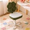 VINGLI Sedia Girevole a Forma di Quadrifoglio Portafortuna in Tessuto, Sedia Scrivania Cameretta Regolabile in Altezza, Sedia per Trucco, Camera da Letto, Studio e Lavoro Domestico (Verde Scuro)