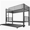 Azkoeesy Letto a Castello 3 Posti con Letto Estraibile, Nero, 90x200 cm | Portata 200 kg, Per Adolescenti e Adulti, Letto a Soppalco, Struttura in ferro