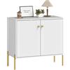 HOMCOM Credenza moderna con ante scanalate/gambe in acciaio, 32 Bianco | Mobile bar da caffè, ripiano regolabile