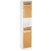 Relaxdays, Bianco/Marrone Mobile Bagno a Colonna, 2 Ante, 1 Cassetto, Scaffale Alto, HLP 180x39x30 cm ca, Legno e bambù, Pannelli MDF, 180 x 39 x 30 cm