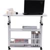 GMSLuu Tavolino da divano con ruote, per caffè e laptop, regolabile in altezza, 60-90 cm, 3 ripiani, 80 x 40 x 90 cm (bianco), 9WJ-73