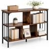 KOMFOTTEU Libreria Verticale a 3 Livelli in Legno, 109x34x76 cm (Marrone) | Libreria Scaffale da Terra con 5 Scomparti e Struttura in Metallo, Mobile Portaoggetti Salvaspazio per Studio e Soggiorno