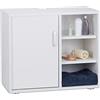 Relaxdays Mobile sotto-Lavabo, Mobiletto per Lavandino Bagno, 3 Ripiani, Armadietto, Anta Singola, Legno MDF, Bianco, 51x60x32 cm
