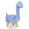 Relaxdays Sgabello a Forma di Dinosauro per Bambini, Fodera in Peluche, Pouf da Cameretta, Giocattolo, Blu