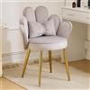 VINGLI Poltrona Conchiglia in Velluto, Sedia Trucco a Forma di Petalo con Cuscino a Fiocco, Poltrocina Imbottita per Camera da Letto, Salotto e Trucco, 66 x 55 x 83cm (Grigio Chiaro)