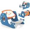 RELAX4LIFE 4 in 1 Tavolino Bambini con Sedia, a Forma di Balena, 87x54x39cm | Tavolo Convertibile con Lavagna Bianca, Porta Libri, 2 Portabicchieri, Scomparto Penne, Set in PE Atossico per 1+ Anni
