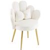 VINGLI Poltrona Conchiglia in Velluto, Sedia Trucco a Forma di Petalo con Cuscino a Fiocco, Poltrocina Imbottita per Camera da Letto, Salotto e Trucco, 66 x 55 x 83cm (Bianco)
