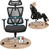 MELOKEA Sedia Ergonomica da Ufficio, Supporto Lombare Regolabile, Nera | Seduta a molle, schienale alto, poggiatesta regolabile, braccioli 3D, blocco a 3 posizioni, portata 150 kg