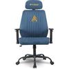 Symino Sedia da Ufficio Ergonomica in Tessuto Suédine, Funzione Inclinazione e Bilanciamento 109°, Supporto Lombare Integrato, Poggiatesta e Braccioli Regolabili - Blu