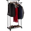 Relaxdays Stand Appendiabiti su Ruote con 2 Aste Attaccapanni, Regolabile, Guardaroba HLP 162x150x48 cm, argento/nero