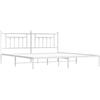 KTHLBRH Giroletto Acciaio Bianco 200x200 cm con Testiera | Struttura in metallo verniciato, doghe incluse, spazio sotto letto 26 cm, facile assemblaggio
