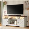 Coleshome Mobile TV Soggiorno Bianco, con Presa di Corrente e USB e LED | Mobile porta TV in Legno, con 4 Scomparti Aperti , 2 Armadietti, 150 x 35 x 65 cm