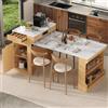 Autheria Tavolo da pranzo allungabile con prese multiple e due cassetti, isola da cucina con rotelle, utilizzabile come credenza o buffet per cucina e sala da pranzo (Naturale)