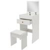 Owneed Tavolo da toeletta 3 in 1, piccolo, per camera da letto, toeletta con specchio apribile, sgabello, bianco