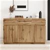 Coolywood Credenza multifunzionale, armadio decorativo in originale effetto legno con 3 ante e 3 cassetti, spazioso armadio da cucina, 135 x 40 x 81 cm