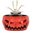 KI Store Dolci di Halloween Porta Caramelle Animato Scheletro di Zucca Fantasma con Occhi Luminosi a LED per la casa stregata la Decorazione più Spaventosa per Halloween
