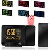 ALLOMN Orologio Proiezione Soffitto con 120° di Rotazione Proiettore, Temperatura Interna ed Esterna, Previsioni Meteo, 12/24H Visualizzazione Data ora Giorno, Funzione Snooze, 8 Colori Retroilluminazione
