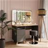 Vicco Tavolo da toeletta Karen, Antracite/Artisan, 110 cm | con sgabello e specchio LED, Materiali robusti per un utilizzo duraturo