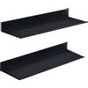 HNVNER Mensola Doccia Senza Foratura, Nero Metallo Mensole da Muro 2 Pezzi | 40CM, Materiale in Alluminio Spaziale, Impermeabile & Antiruggine, Elevata Resistenza al Carico, per Bagno, Salotto, Cucina