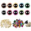 guduling 200 occhi di sicurezza per animali all'uncinetto, 9 mm/10 mm | Occhi di sicurezza per Amigurumi, occhi di sicurezza glitterati per bambole fatte a mano, peluche, orsetto fai da te