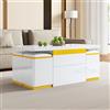Lumivortex Tavolino regolabile in altezza, include 4 sgabelli, tavolo da soggiorno con vano portaoggetti, cassetti e ripiani aperti, tavolino moderno, 100 x 50 x 43 cm (bianco)