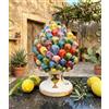 Mondocreazioni Pigna in Ceramica Siciliana di Caltagirone, Decorata a Mano, Multicolor Carte Siciliane, Stile Tradizionale Siciliano (H 30 CM)