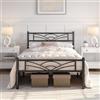 Yaheetech Struttura Letto Singolo Metallo per Materasso 90 x 190 cm, Nero | Telaio in Ferro Battuto, Testiera a Forma di Nuvole, Struttura Stabile, Montaggio Facile, per Camera da Letto