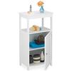 Relaxdays Mobiletto da Bagno, 3 Scomparti, Porta a Lamelle, Scaffale da Terra, per la Cucina e il Corridoio, Bianco