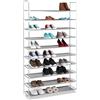 Relaxdays Scarpiera Salvaspazio XXL, con Rivestimento in Tessuto Non Tessuto, 10 Ripiani per 50 Paia di Scarpe, Grigio, Metallo, Nero