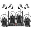 D Debra Debra Audio Pro UHF - Sistema di microfono wireless a 4 canali, con microfono lavalier, ricevitore in metallo, ideale per karaoke, feste di karaoke (4 Bodypack (B))