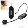 BORDEAG Microfono senza fili, 2,4 G, microfono senza fili, microfono radio, microfono con archetto e microfono wireless ricaricabile per riunioni professionali, nero