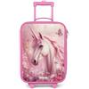 NoBoringSuitcases.com NoBoringSuitcases© Valigia Rosa Per Bambini Compatto Bagaglio Ultraleggero | 48x31x19 cm - Trolley A Mano Rigidi LED Ruote Da Viaggio - Ragazze - Unicorno - Farfalla - Fiori