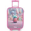 NoBoringSuitcases.com NoBoringSuitcases© Valigia Rosa Per Bambini Compatto Bagaglio Ultraleggero | 48x31x19 cm - Trolley A Mano Rigidi LED Ruote Da Viaggio - Ragazze - Mostro - Caramella - Avventura